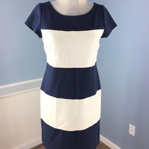 Banana Republic M 8 P Navy Blue Ivory dress